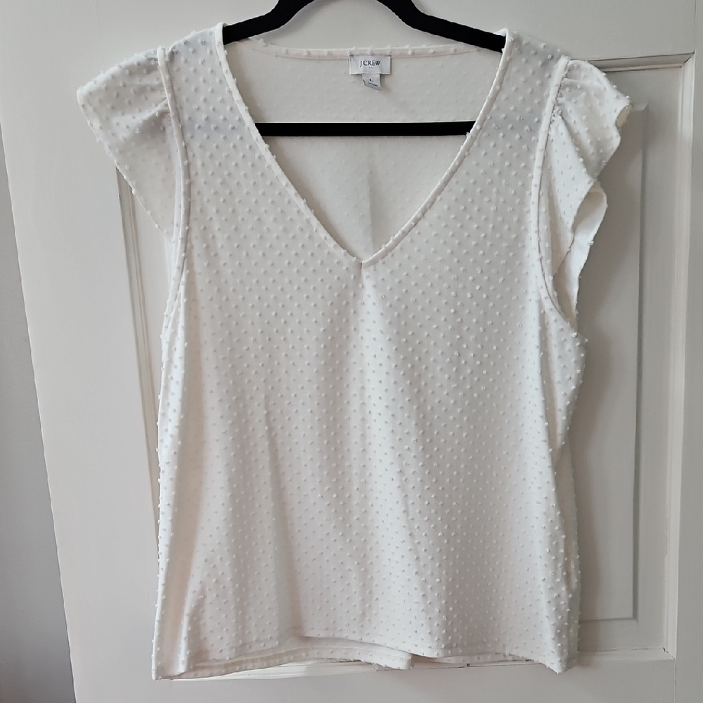 Last Chance* J. Crew Ivory Flutter Sleeve Ruffled Blouse